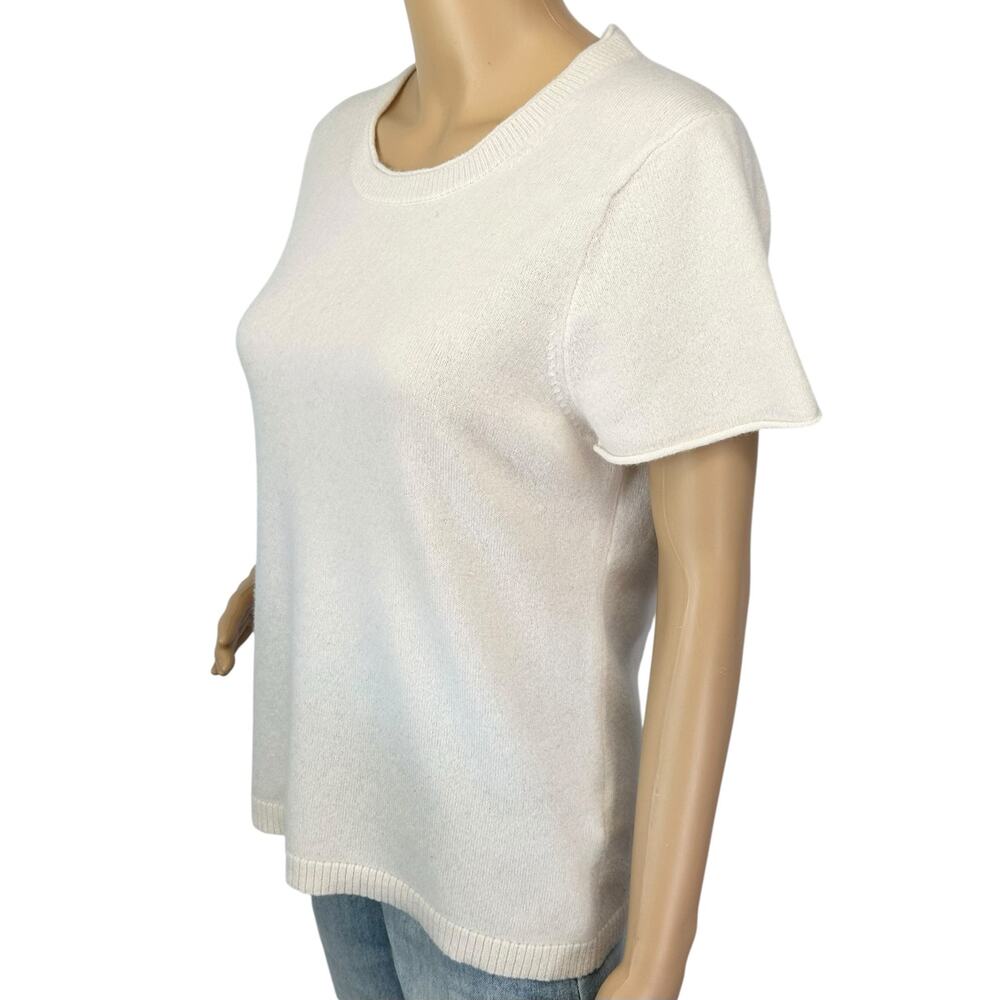 J. Crew Pure Cashmere Relaxed T-Shirt Ivory Cream BG648 Size L - Picture 6 of 14